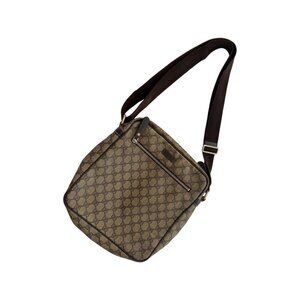 GUCCI Gucci GG Supreme Bag PVC Leather Khaki Beige Dark Brown